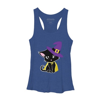 Women's Design By Humans Halloween Cat By AdrianaOliveira Racerback Tank Top