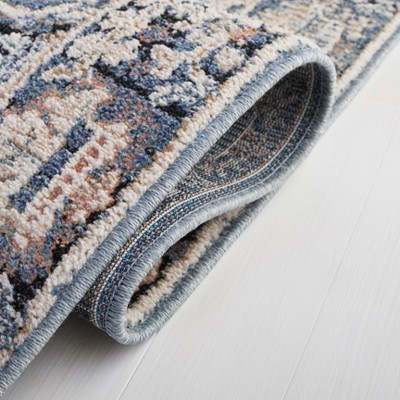 Navy and Ivory Synthetic Hand-Knotted Area Rug
