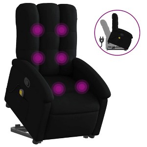 vidaXL Black Power Lift Massage Recliner Chair - Stand-Up Assist, Manual Recline, Fabric Wingback Armchair for Living Room - 1 of 4