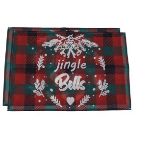 Unique Bargains Christmas Place Mats Flax Red White Green 11.8"x17.7" 2Pcs - 1 of 4