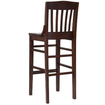 Elegant Walnut Wood School House Back Barstool