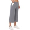 Wide Leg Capri Pants for Women Pull on Loose Lounge Yoga Workout Elastic Waist Cropped Pants with Pockets - 4 of 4