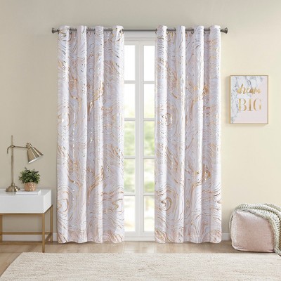 Marble Metallic Printed Blackout Curtain Panel, Grommet Top Ultra-Soft Valentine's Day Gifts