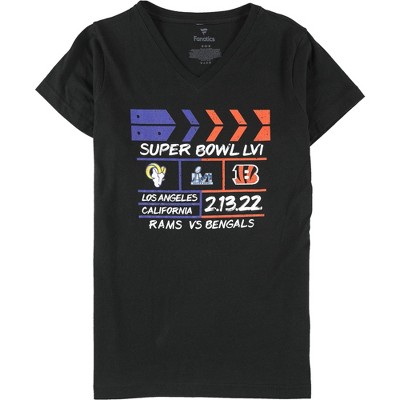 G-III Sports Womens Super Bowl LVI Graphic T-Shirt, Black, Large