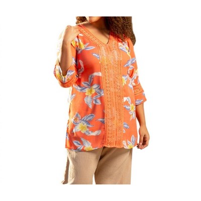 Women's Print Tatum Bracelet Sleeve V-Neck Tunic - Plus Size - On The Plus Side
