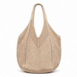 Alilang Women's Crochet Knit Tote Bag Openwork Shoulder Bag with