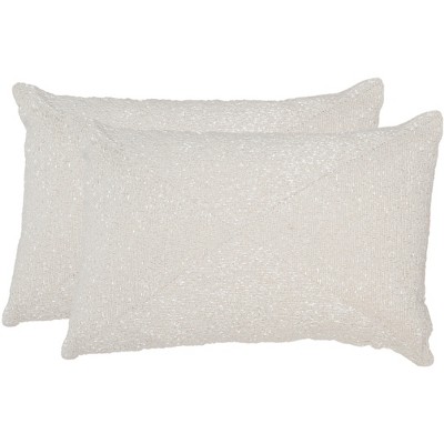 Glitter Pillow (Set of 2) - Sparkling Pearl - 12" x 18" - Safavieh