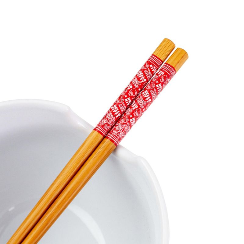 Silver Buffalo Sanrio Hello Kitty x Nissin 20-Ounce Ramen Bowl With Chopsticks and Spoon, 4 of 7