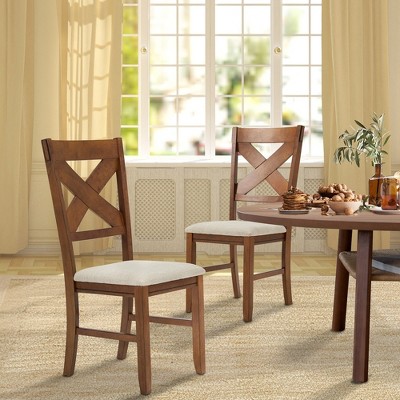EROMMY Set of 2 Upholstered Solid Wood Side Chairs