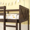 NicBex Twin Over Twin Floor Bunk Bed with Panelled Headboard and Footboard,Rubber Wood Bed Frame with Guardrail,Ladder for Kids Teens - 4 of 4