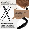 FurnitureR Folding TV Tray Tables Set of 2, Foldable Table Dinner Trays, Compact Snack Tables for Bed Couch Sofa, Metal Frame Wooden Table Top, Brown - 4 of 4