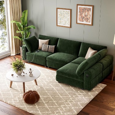 106" Modular Sectional Sofa for Living Room, L Shaped Convertible Sectional Couches, 4-Seater Cloud Couch with 6 Pillows