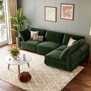 106" Modular Sectional Sofa for Living Room, L Shaped Convertible Sectional Couches, 4-Seater Cloud Couch with 6 Pillows - 1 of 4