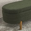 GlasFlength Ottomans and Benches Portable Oval Storage Bench with Rubber Wood Legs Fashion Design for Living Spaces, Green, 46.65"*18.11"*7.88" - 3 of 4