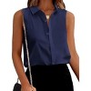 Zeagoo Button Down Shirt for Women Flower Tank Tops Summer Linen Shirts Sleeveless Collared Shirts - 2 of 4