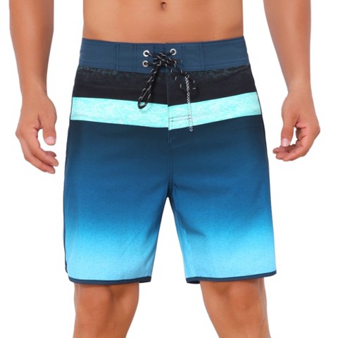 INSPIRE CHIC Men's Summer Drawstring Elastic Waist Color Block Long Board Shorts 38 Dark Blue