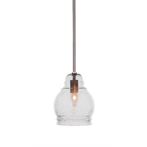 Toltec Lighting Palisade 1 - Light Pendant in  Brushed Nickel with 7.5" Clear Bubble Shade - 1 of 1
