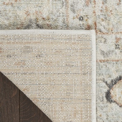 Light Grey Floral Synthetic Rectangular 5' x 7' Area Rug