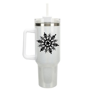 Elanze Designs Snowflake Winter Snow Queen 40 oz. Stainless Steel, Large Water Bottle Coffee Mug, Spill & Leak Resistant, Thermal Travel Tumbler with - 1 of 1