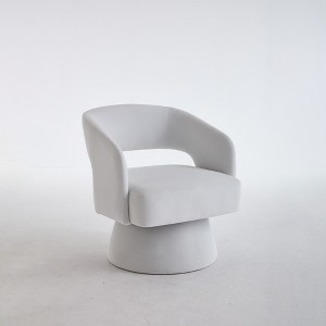 Lirago 27" Wide Beige 360° Swivel Barrel Chair Velvet Accent Armchair - 1 of 4