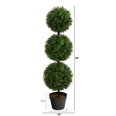Verdant Boxwood 10" Artificial Topiary in Plastic Pot for Outdoor Use