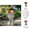 Decorative Polyresin Face Planter with Fruit Crown - Artistic Indoor/Outdoor Plant Pot - Gray - 18" Gray, Yellow, Red - 4 of 4