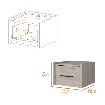 Isometric diagram with dimensions for the nightstand.