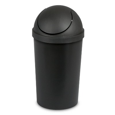 LunaLulinlk 3 gal Plastic Round Swing Top Bathroom Trash Can, Black