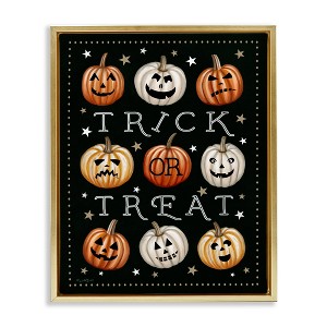 Stupell Industries Trick Or Treat Jack-o-Lanterns Floating Frame Canvas Art - 1 of 4