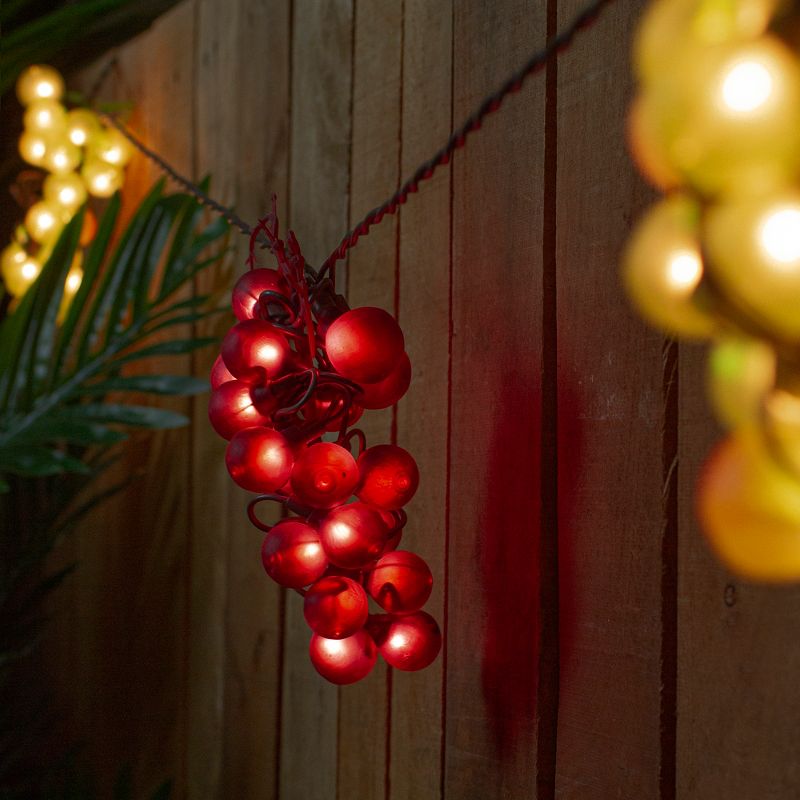 Northlight 5-Count Red and Green Grape Cluster String Light Set, 8ft Brown Wire, 2 of 4