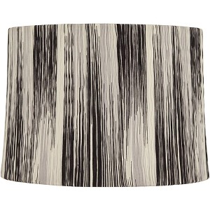 Springcrest Esbjerg 13" Top x 14" Bottom x 10" High x 10" Slant Print Lamp Shade Replacement Medium Black Drum Modern Monochrome Washer Harp Finial - 1 of 4