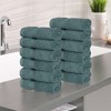 Zero Twist Cotton Solid Chevron Dobby Border Super Soft Face Towel Washcloth Set of 12 by Blue Nile Mills - 2 of 4