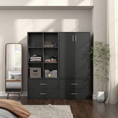 Black 6-Cube Stackable Wood Modular Bookcase