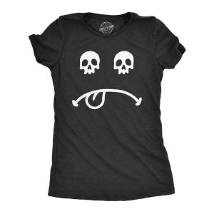 Womens Skull Eyes Smile T Shirt Funny Scary Dead Eye Face Novelty Tee For Ladies - Crazy Dog Women's T Shirt - 1 of 4