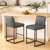 Vipbear Counter Height Bar Stools Set of 2, 25.6 Inch Linen Fabric Barstools with Back and Matel Legs, Upholstered Counter Chairs with Footrest - 2 of 4