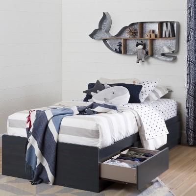 HomeStock Aviron Mates Platform Storage Bed with 3 Drawers, Twin,Bueberry