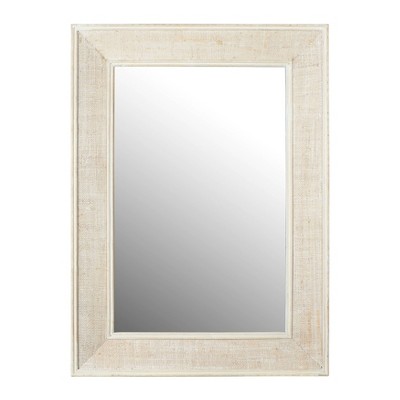 Rectangle Wall Mirror With Rattan Detail White - Storied Home: Coastal ...