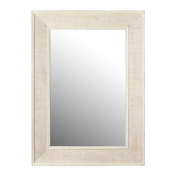 Rectangle Wall Mirror with Rattan Detail White - Storied Home