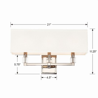 Elegant 3-Light Polished Nickel Vanity Sconce with Crystal Accents