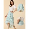 Allegra K Women's Floral Elastic Waist Flowy High Low Hem Layered Ruffle Skirt - 2 of 4
