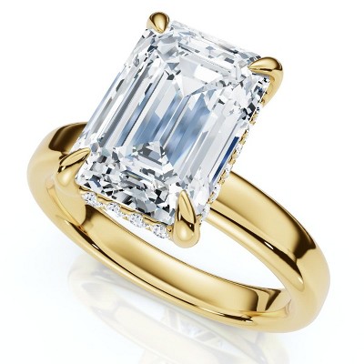 Pompeii3 Certified 2.60Ct Emerald Cut Halo Diamond Engagement Ring 14k Gold Lab Created