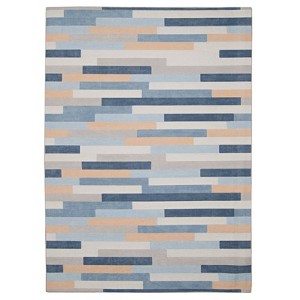 Fentress Washable Outdoor Rug Ivory/Blue - Linon - 1 of 4