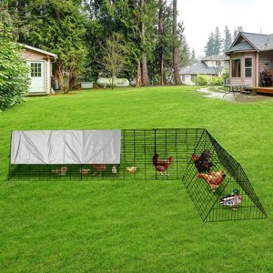 Large Metal Chicken Coop w/Run - Heavy-Duty Outdoor Portable Chicken Tractor with Waterproof Cover, Predator-Proof Poultry Enclosure for Hens, Ducks - 1 of 4