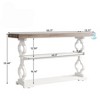 Gulches French Country Console Table, 3 Storage Shelves, Floral Carved, Grey & White, 55" - 4 of 4