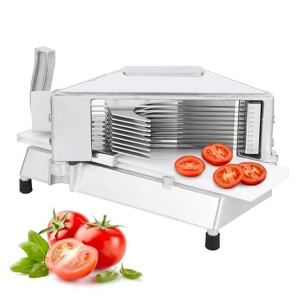 Tomato Slicer, Commercial Stainless Steel 1/4" Slicer with Built-in Cutting Board for Restaurant & Home - 1 of 4
