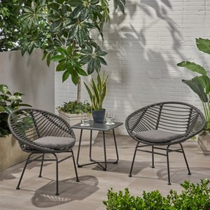 Christopher Knight Home San Antonio Outdoor Woven Wicker Chairs with Cushions (Set of 2) - 1 of 4