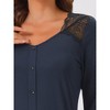 cheibear Women's Long Sleeve Lace Trim V-Neck Pajama Dress - 4 of 4