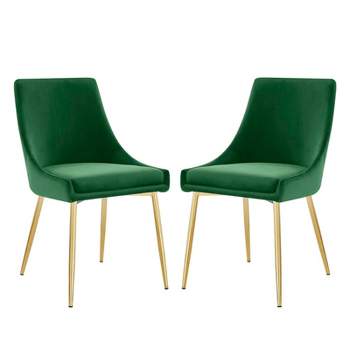 Set of 2 Viscount Performance Velvet Armless Dining Chairs - Modway