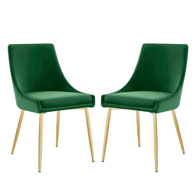 Set of 2 Viscount Performance Velvet Armless Dining Chairs - Modway, 1 of 8