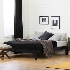 HomeStock Solid Wood Platform Bed, Full, Black - 1 of 3